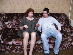 Russian mature mom in pantyhose and her boy! Amateur!