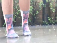 Wet Socks in Rain to satisfy your Foot Fetish