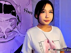 Pretty big eyed asian with a great blowjob