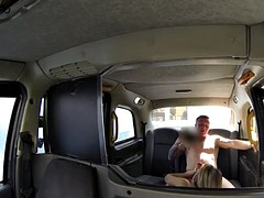 busty english cabbie cockriding on backseat