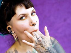 Lusty tattooed chick IlluZ swallows sticky sperm after hard fuck