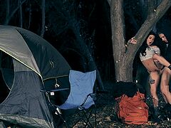 Inked Joanna Angel enjoys rough anal while on a camping trip