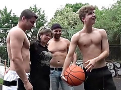 horny granny fucks basketball twinks in public
