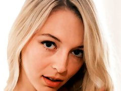 Cute slim blonde Lily Larimar takes a huge dick in her little crack