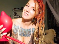 Tattooed amateur teen having fun with sex toys on webcam