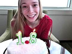This skinny blonde turned 18 just a few days ago.